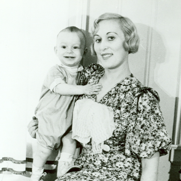 Estée Lauder holding her baby son Leonard