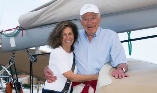 Leonard Lauder and Judy Glickman Lauder on sailboat