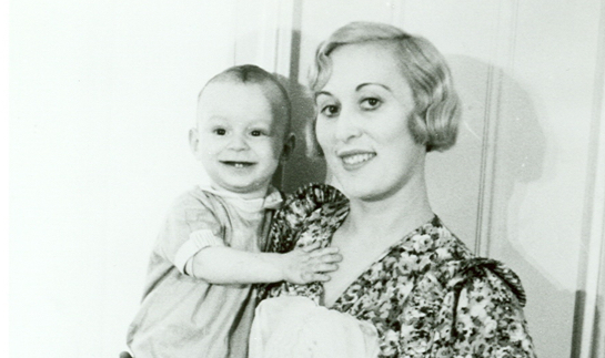 Estée Lauder holding her baby son Leonard